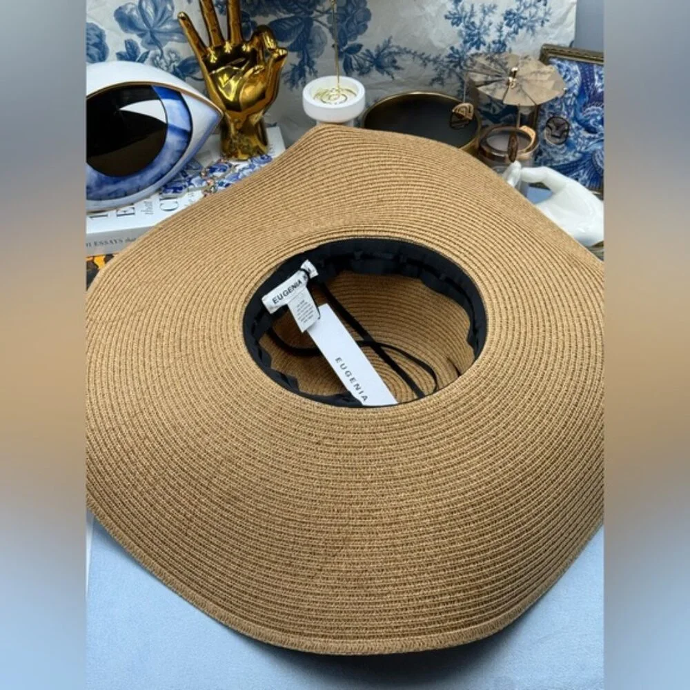 🆕 EUGENIA KIM 🧿 NWT Sunny "Do Not Disturb" Floppy Sun Hat, Brown & Red - Picture 5 of 12